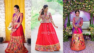 Paithani Pattu Outfits For Occasions .Halfsaree ,Saree ,Lehenga .Fashion Fiesta .