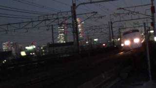 JR東海道新幹線 300系 名古屋駅から下り(夜間撮影)(Shinkansen)