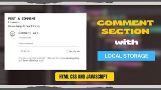 How to Create a Complete Comment Section Like Blogger with LocalStorage Using HTML CSS JavaScript
