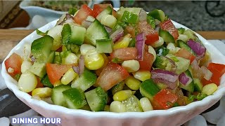 American Corn Salad Recipe|Oil Free Salad|Corn Salad|Corn Chaat Recipe|Cucumber Salad|Dining Hour