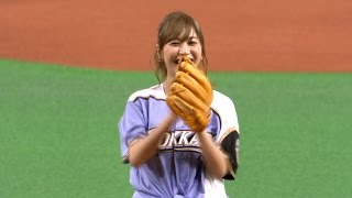 【プロ野球パ】大島麻衣さんが始球式に登場！ 2015/07/11 F-L