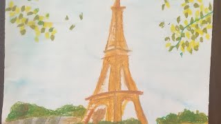 Eiffel tower | Easy oil pastels Eiffel tower |
