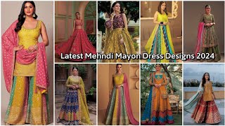 Latest Mehndi Mayon Dress Designs 2024 |  Mehndi Dress For Bride | Simple Mehndi Dress@roastbaaz