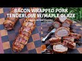 Bacon Wrapped Pork Tenderloin with Maple Glaze Recipe | Over The Fire Cooking #shorts