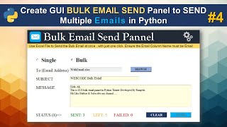 How to send Multiple Emails in Python | GUI Tkinter Part4 #Webcode