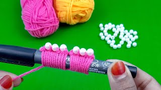 It's so Beautiful !! Super easy flower making with ballpen and yarn - Flower decor idea