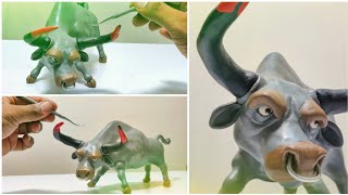 ( DIY )Amazing🔥 Cartoon Bull with Polymer Clay,  How to make bull with clay,Clay Modelling,clay art