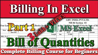 Billing Part 1 | How to Prepare Bill of Quantity (BOQ) in Excel | Contractor Running Bill Format