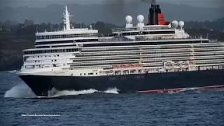 Cunard Cruise Ship QUEEN ELIZABETH departs A Coruña [4K]