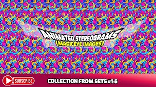 ANIMATED STEREOGRAMS (MAGICEYE IMAGES) SETS #1-5 #stereogram #magiceye #hidden3d #3dsbs  #animation