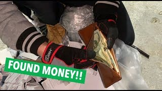 FOUND WALLET FULL OF MONEY DUMPSTER DIVING A BANK!! REAL MONEY FOUND BANK DUMPSTER DIVING!