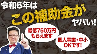 【本当にヤバい】みんな気付いてない？令和6年度は○○補助金がアツい！従業員0でも最低750万円もらえます！