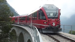 Bernina Railway - Trains on the Brusio Circular Viaduct