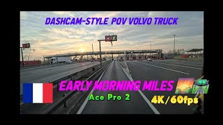 🚛🌤Scenic Early Morning Drive to Lyon, France | Stunning Sunrise | #dashcam #pov #4k  60FPS Ace Pro 2