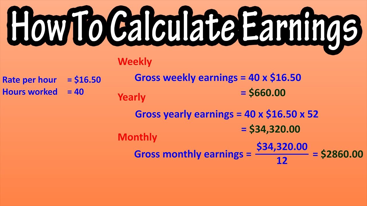 How To Calculate Gross Weekly, Yearly And Monthly Salary, Earnings Or ...