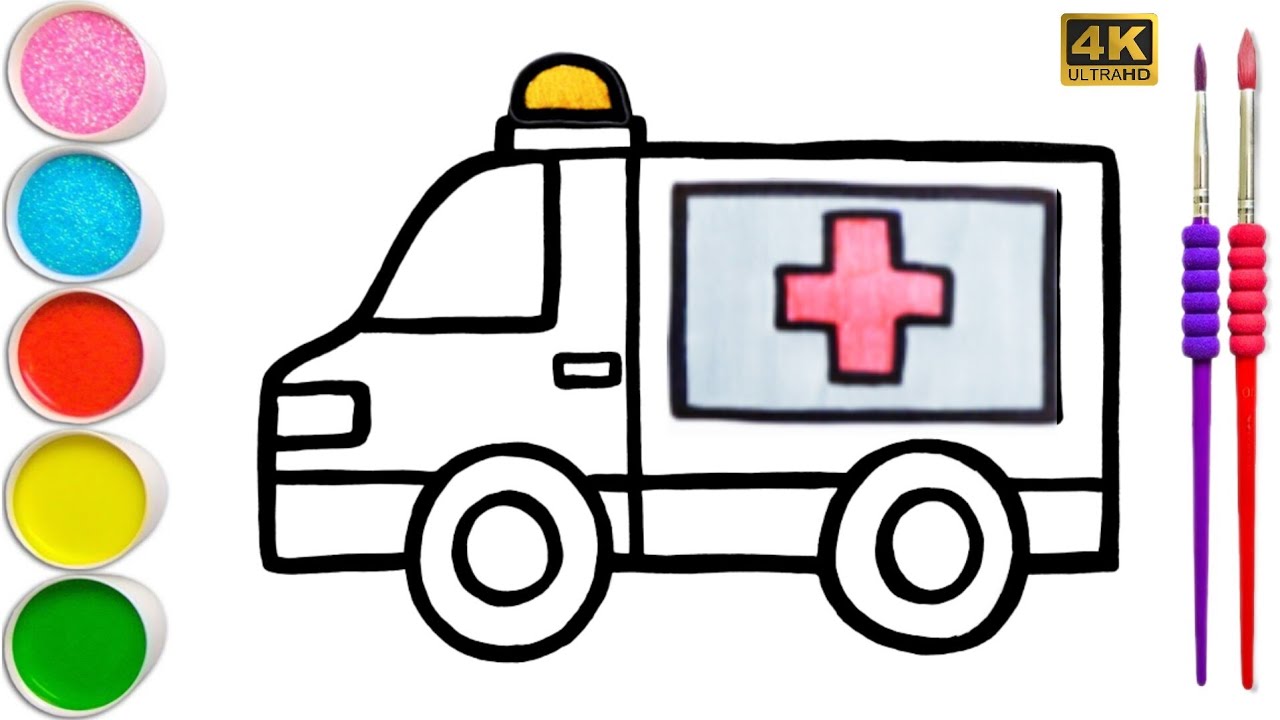 How To Draw Ambulance For Kids | Easy Step By Step Ambulance Drawing ...