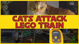 Cats ATTACK Lego Train and Christmas Village #legotrain #legoaddict