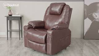 Genuine Leather Power Lift Recliner Chair with Massage and Heating, 3-Position