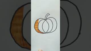 How to draw a cute Pumpkin/Как нарисовать милую тыкву #shorts  #pumpkin #drawing #rasm #chizish