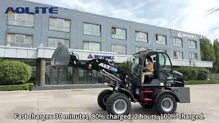 AOLITE E615 1500kg mini compact farm construction garden articulated electric wheel loader