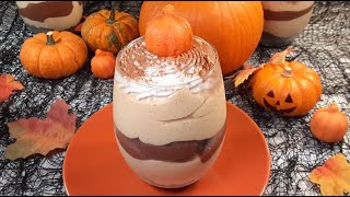 Pumpkin Spice Mocha Chocolate Mousse Parfaits 🎃 #halloween #recipe #food #fall #dessert #pumpkin