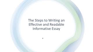 The Steps to Writing an Informative Essay