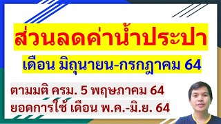 ส่วนลดค่าน้ำประปา 10% ตามมติ ครม 5 พค 64 วิธีคิดค่าน้ำ รายละเอียดจำนวน 2 เดือน