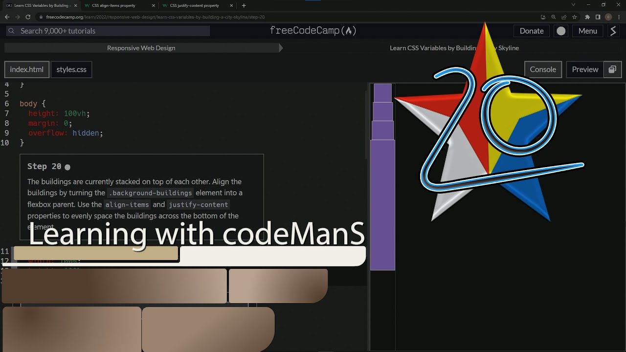 Learn CSS | FreeCodeCamp Learn CSS Variables By Building A City Skyline - Step 20 - YouTube