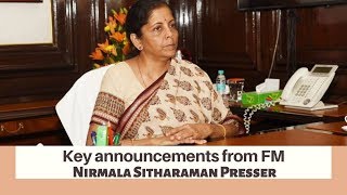 Union Finance Minister Nirmala Sitharaman Presser: Key announcements