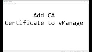 Add CA Certificate to vManage