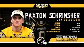 Southern Miss Football - 2015 Class - Paxton Schrimsher, Linebacker