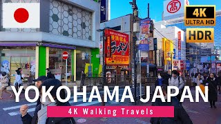 4K Japan Walk 🇯🇵 Yokohama Downtown Morning Walking Tour - Jan 2025【4K HDR 60fps】