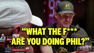 Phil Hellmuth FLIPS OUT after Bill Klein traps him with a set ♠ Live at the Bike!