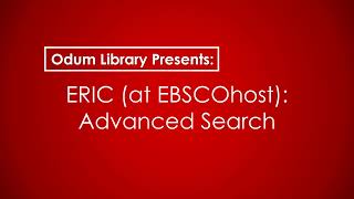 ERIC (at EBSCOhost): Advanced Search