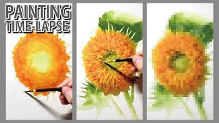 [アキーラ タイムラプス] 2時間20分で描くリアルなヒマワリの花のメイキング | Aqyla Painting Time Lapse