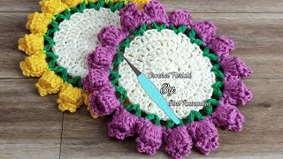 Crochet/Coaster /Mattressكروشية مفرش كوستر  وحدة مجسمة بغرزة جديدة  #كُن_ذا_اثر#Diy#crochet_farida