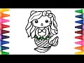 Beautiful mermaid Hello Kitty easy drawing, Painting & Coloring For Kids and Toddlers_ Child Art