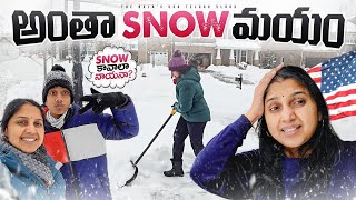 🥶 ఎక్కడ చూసినా... ఎటు చూసినా Snow  | Telugu Vlogs from USA | America NRI family life style wild fire