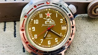 Collectible Watch Vostok 17 jewels komandirskie Tank/Panzer made in USSR/WOSTOK Armored Vehicles SU