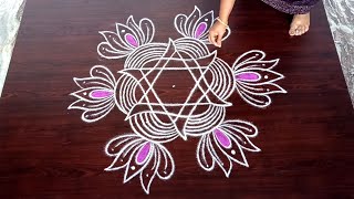 தைப்பூசம் ஸ்பெஷல் ஸ்டார் கோலம்//Thai madham rangoli designs//Simple easy rangoli//Latha kolam