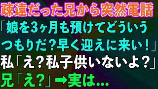 【スカッとする話】疎遠だった兄から突然連絡「3ヶ月も娘を預けてどういうつもりだ？早く迎えに来い！」私「独身だし子供もいないよ？」兄「え？」→実は..