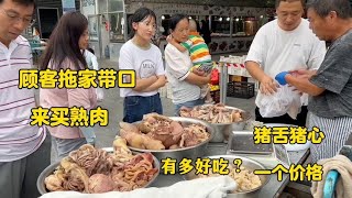 乡镇露天熟食摊好生意，一车摆放5大盆，无科技狠活，买家组团买