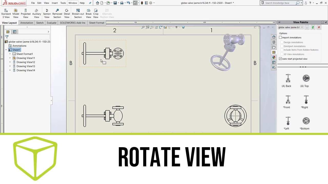 How To Rotate A Drawing View In Solidworks