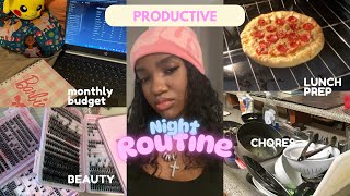 My *PRODUCTIVE* Night Routine | Monthly Budgeting, new piercing, cleaning room, etc. 🩷