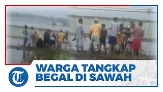 Viral Video Warga Ramai-ramai Tangkap 2 Terduga Begal yang Lari ke Sawah di Bekasi