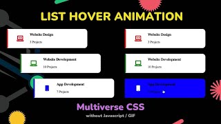 Tutorial : List Hover Animation // Multiverse CSS without Javascript, GIF // SUNNY