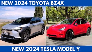New 2024 Toyota bZ4X Vs. New 2024 Tesla Model Y- Sleek Electric SUV Off Road Drive Comparison