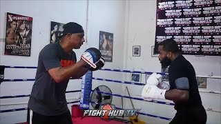 ADRIEN BRONER RIPPING COMBINATIONS ON THE MITTS - LOOKS SERIOUS & MOTIVATED FOR JESSIE VARGAS
