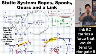 Static System: Rope, Spools, Gears, and Link