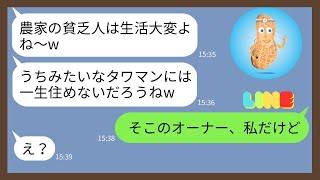 【LINE】農家の私を見下すタワマン住まいが自慢のママ友「貧乏人には一生住めないねw」...【スカッとする話】【スカッと】【2ch】【LINE 落花生】